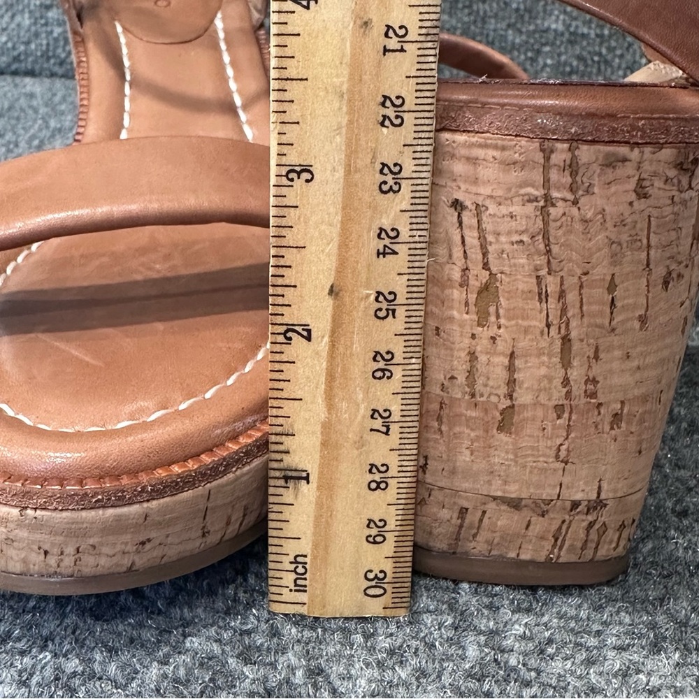 Bernardo size11 Kennedy leather platform wedge sandal in Luggage tan ankle strap - Picture 7 of 9